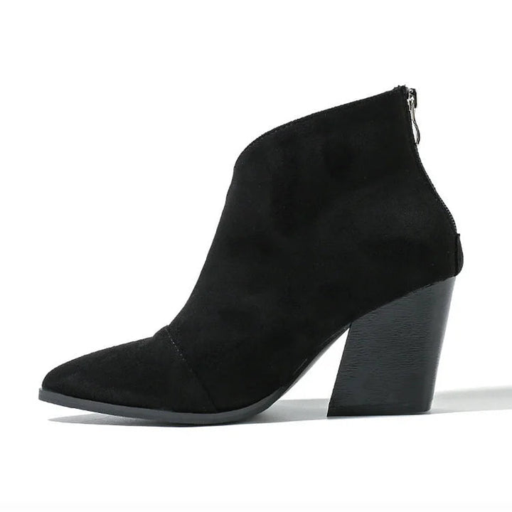 Women's Pointed Suede-Effect Ankle Boot - Versatile Everyday Style