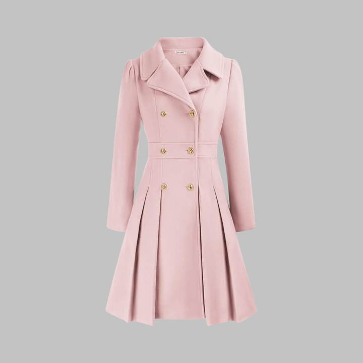 Women's Double Button Long Sleeve Coat - Elegant & Timeless