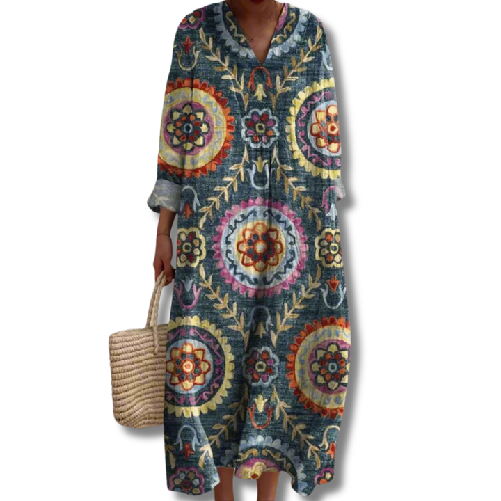 Women's Geometric Relaxed Fit Dress - Effortless Summer Comfort