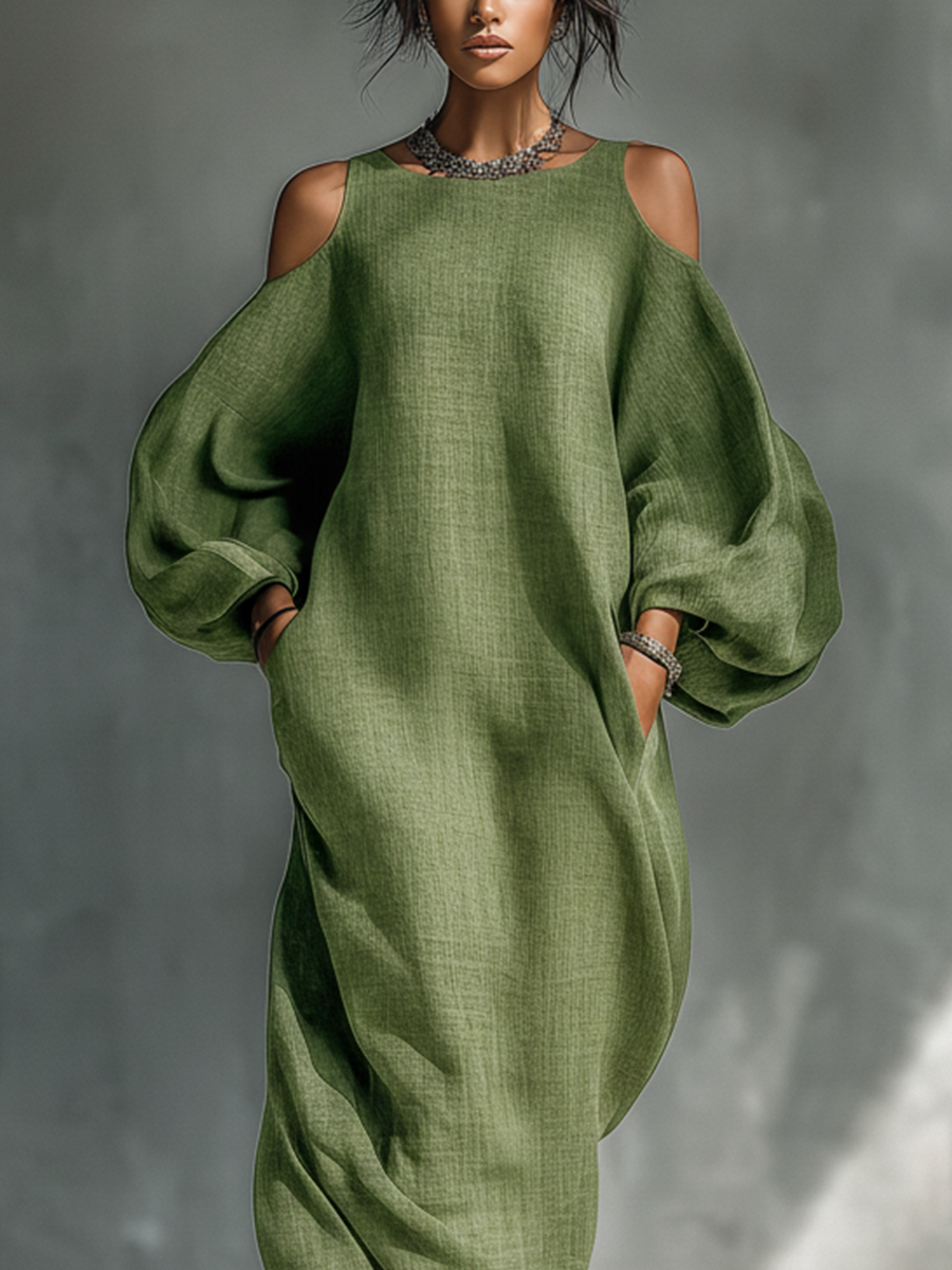 Women's Off-the-Shoulder Maxi Dress - Effortless Summer Elegance