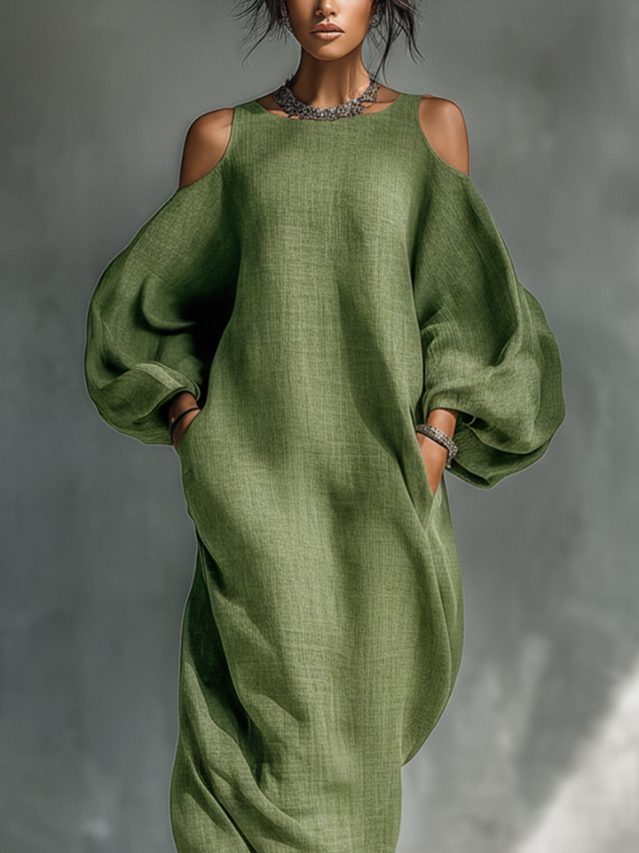 Women's Off-the-Shoulder Maxi Dress - Effortless Summer Elegance