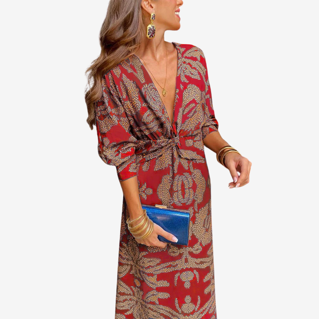 Women's Paisley Midi Wrap Dress - Effortless Everyday Elegance
