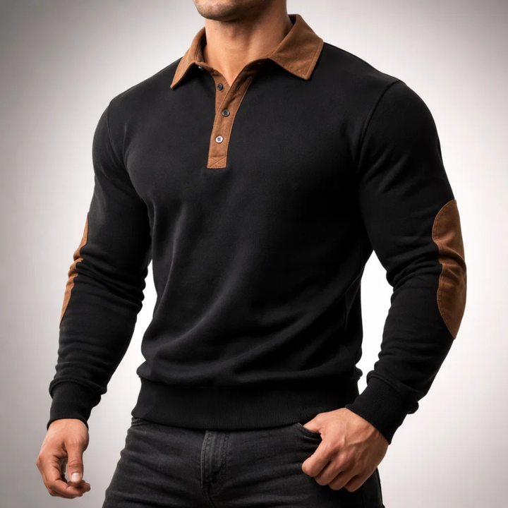 Men's Cotton Long-Sleeve Polo Pullover – Smart-Casual Knit