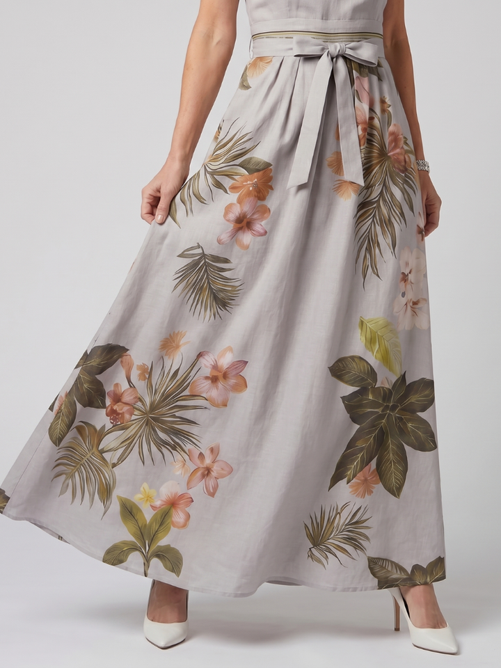 Women's Botanical Draped Halter Maxi Dress - Effortless Elegance