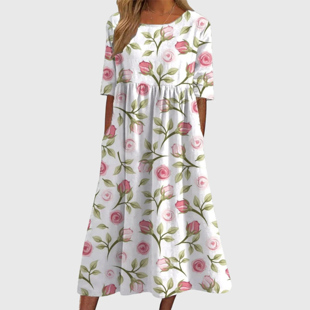 Women's Embroidered Midi Dress - Flattering & Versatile