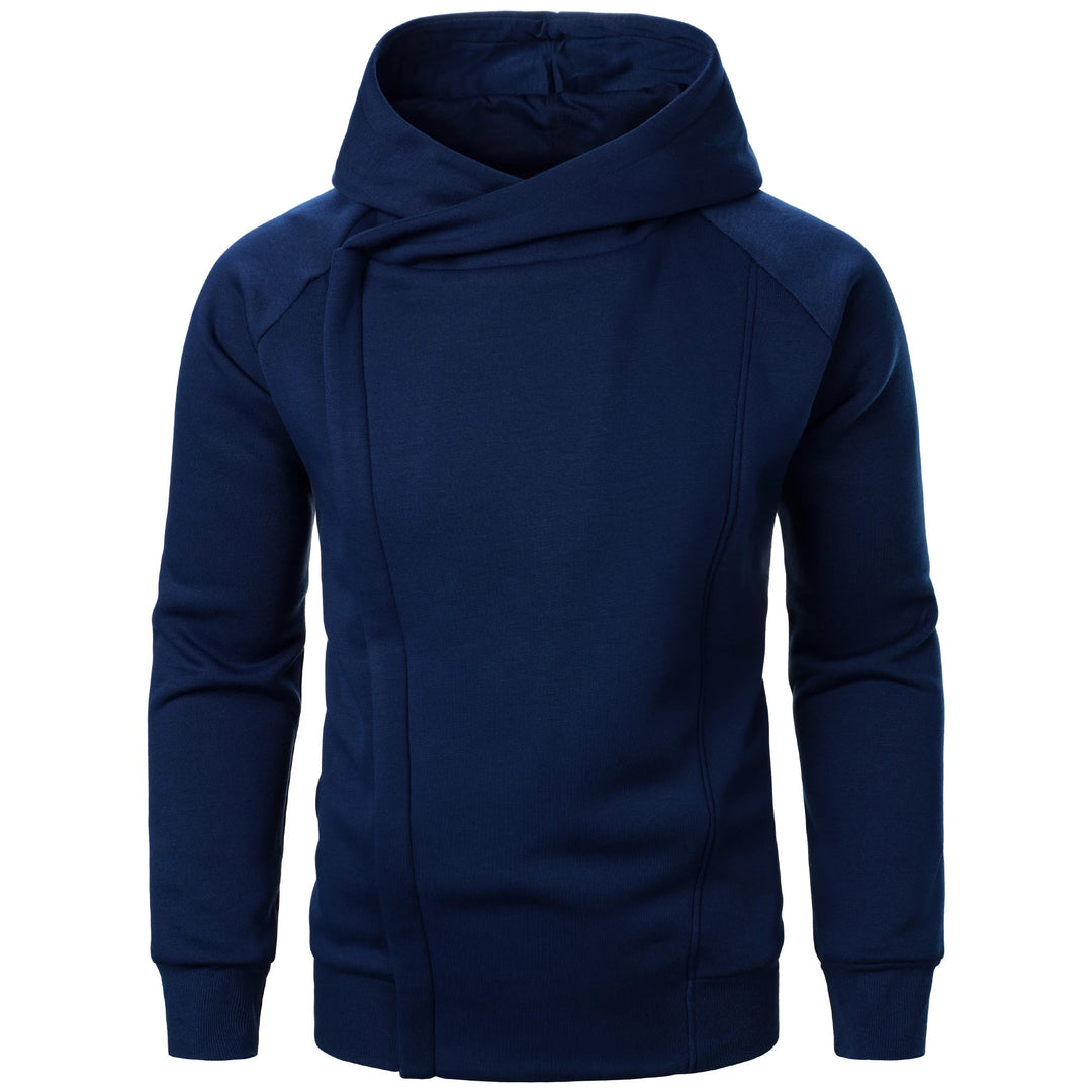 Men's Cotton-Blend Crossover Hoodie – Midweight Fleece Pullover