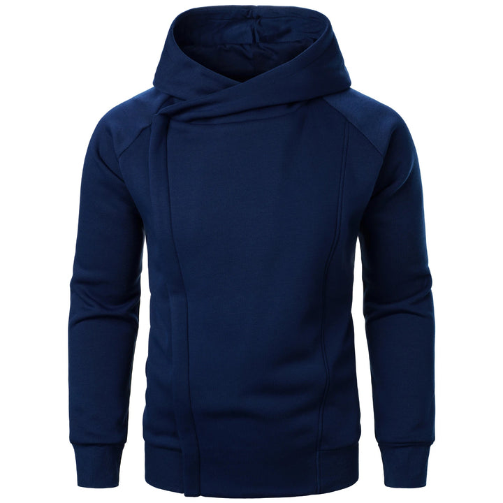 Men's Cotton-Blend Crossover Hoodie – Midweight Fleece Pullover