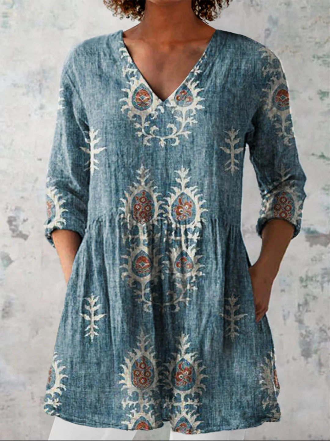 Women's V-Neck Long Sleeve Shirt - Everyday Versatile
