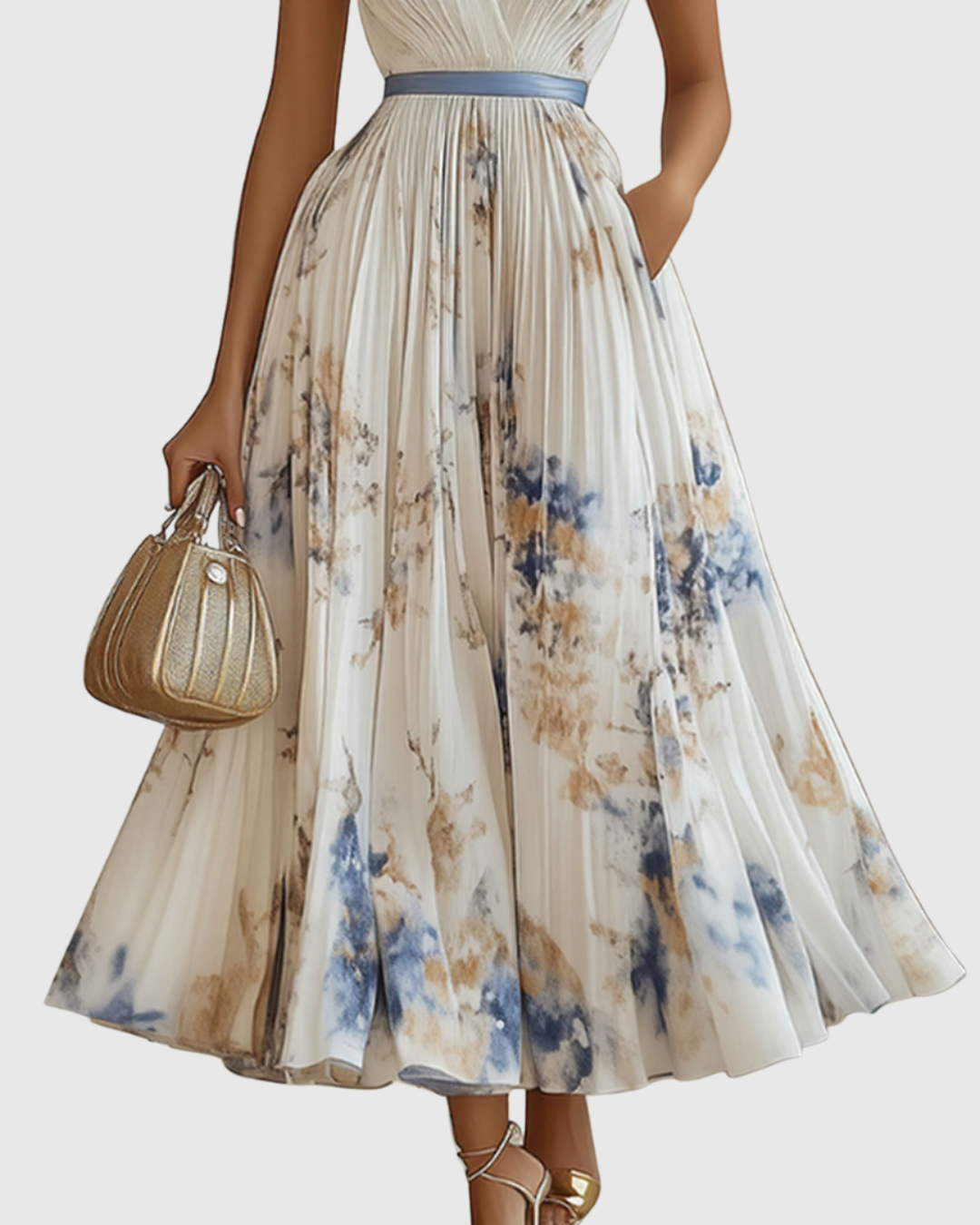 Women's Elegant Pleated Maxi Dress - Graceful & Feminine