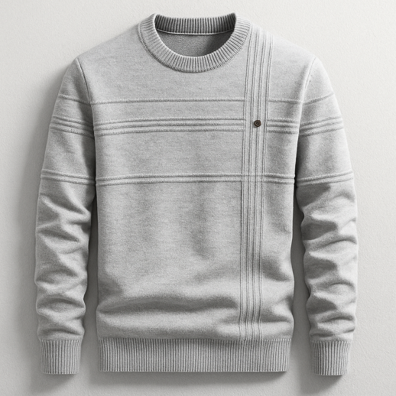 Men's Cotton Crew Neck Jumper – Ribbed Midweight Knit Sweater