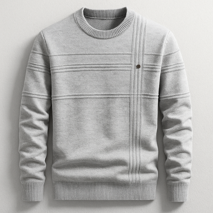 Men's Cotton Crew Neck Jumper – Ribbed Midweight Knit Sweater