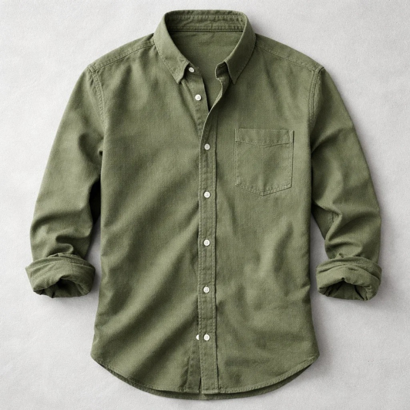 Men's Cotton Casual Shirt – Vintage-Washed Long-Sleeve Everyday Shirt