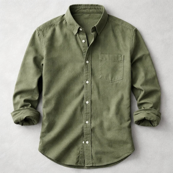 Men's Cotton Casual Shirt – Vintage-Washed Long-Sleeve Everyday Shirt