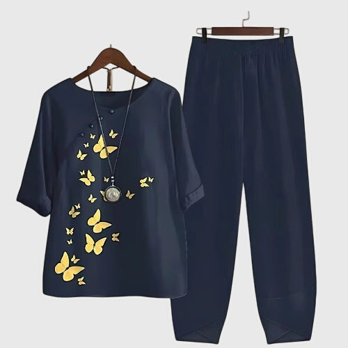 Women's Printed Loose Fit Two Piece Set - Comfortable & Versatile