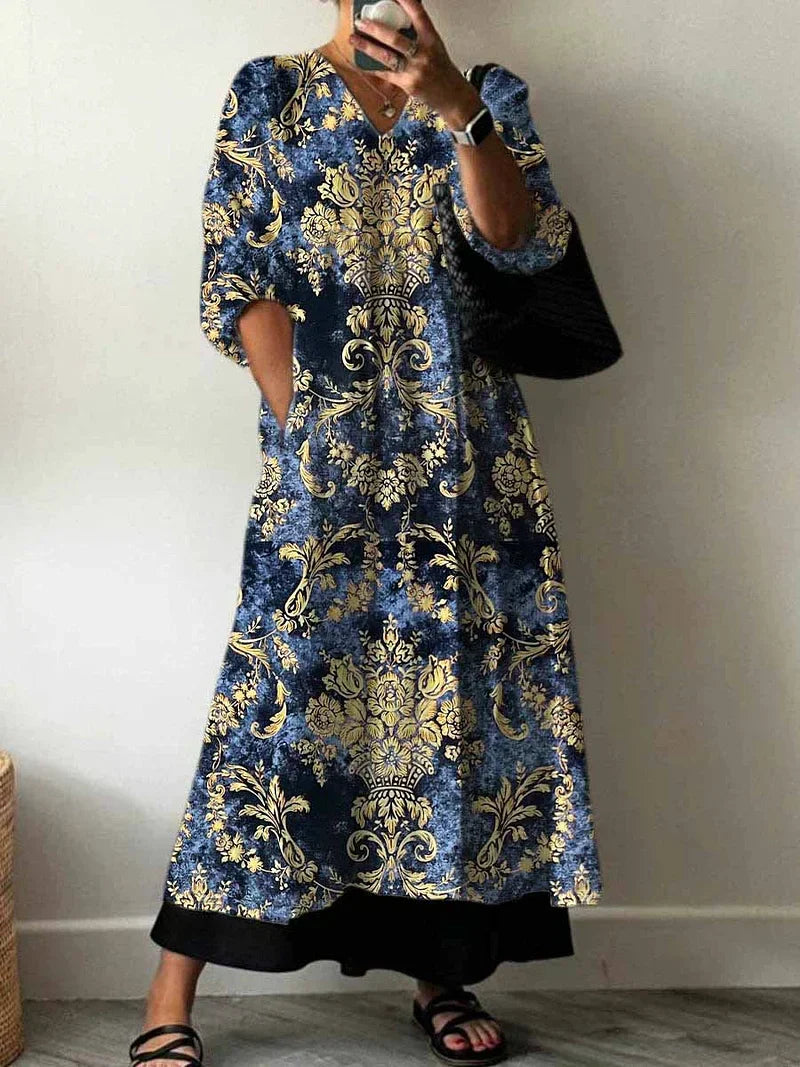 Women's Elegant Floral Dress - Sunny Strolls & Seaside Brunch