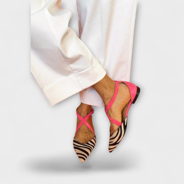 Women's Zebra Print Flats with Crisscross Straps - Everyday Bold