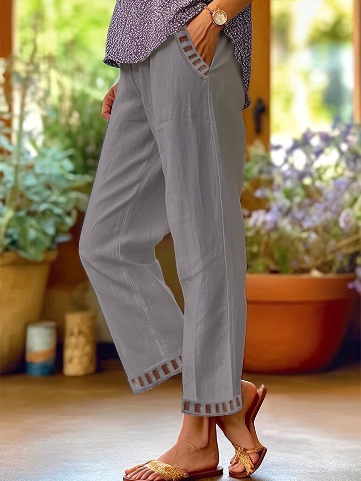 Women's Relaxed Contrast Trim Cropped Pants - Breezy Spring Style