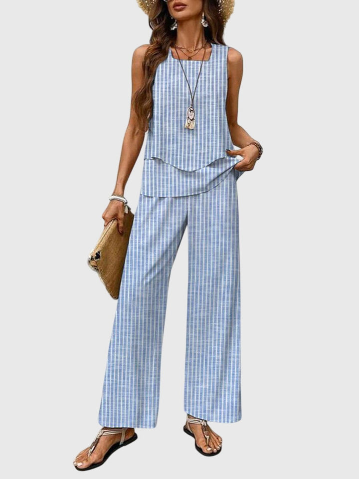 Women's Square Neck Printed Two-Piece Set for Summer