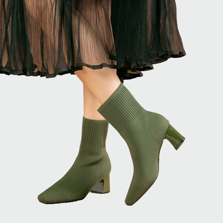 Women's Knitted Ankle Boots - Comfortable All-Day Style