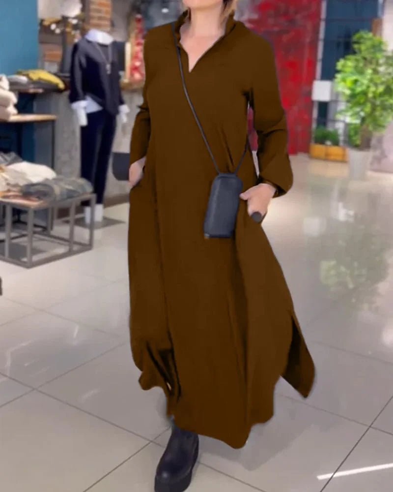 Women's Long Flowy Dress with Side Slits - Elegant for Special