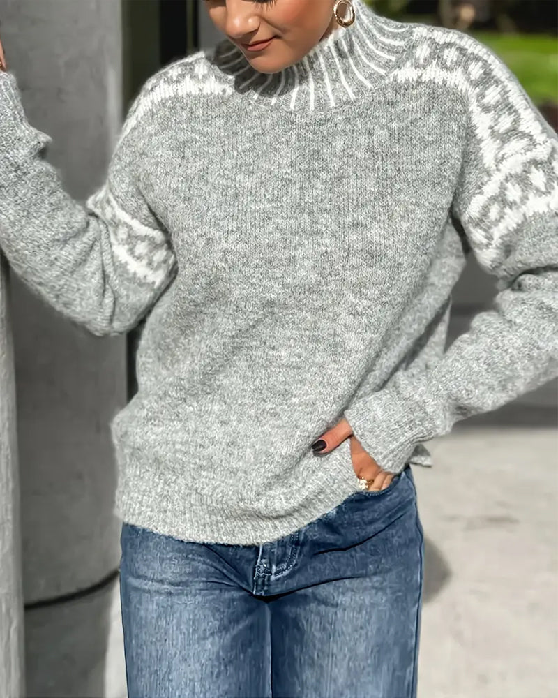 Women's Knit High-Neck Sweater - Cozy Everyday Warmth
