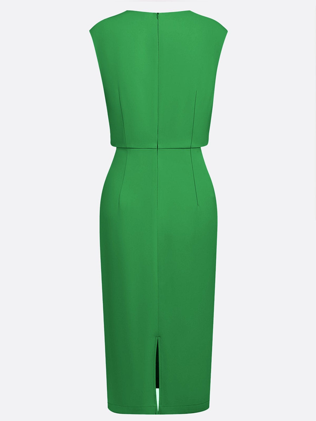 Women's Stretch Midi Dress with Side Drape - Effortless Elegance