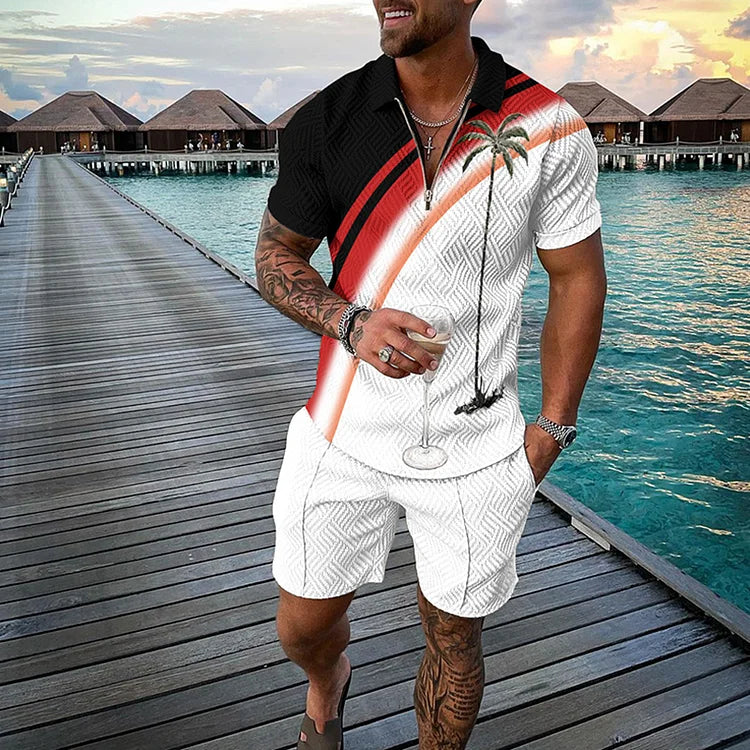 Women's Liam Printed Polo Shirt and Shorts Set - Summer Vacation