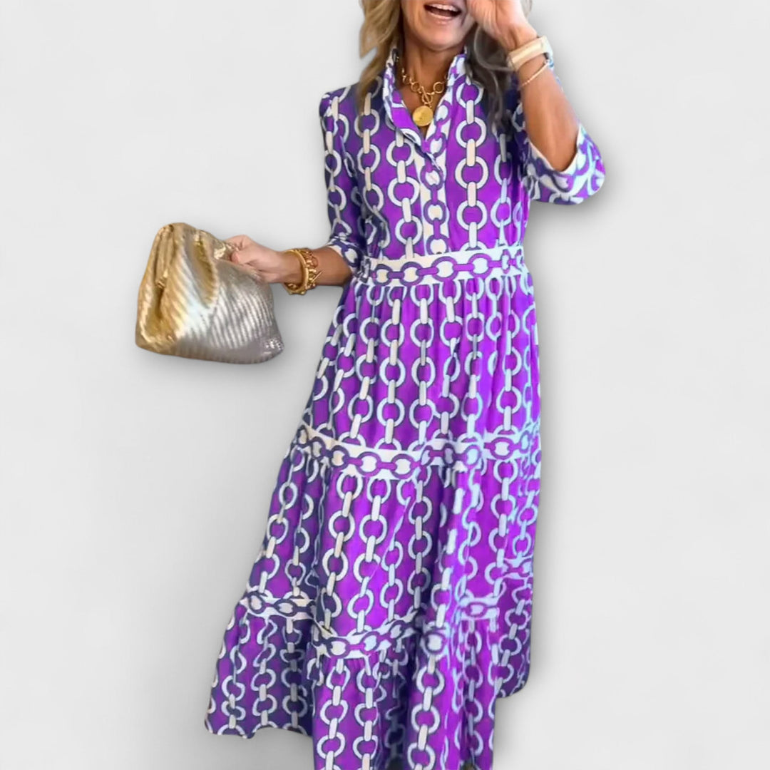 Women's Chain Print Midi Dress – Effortless Elegance