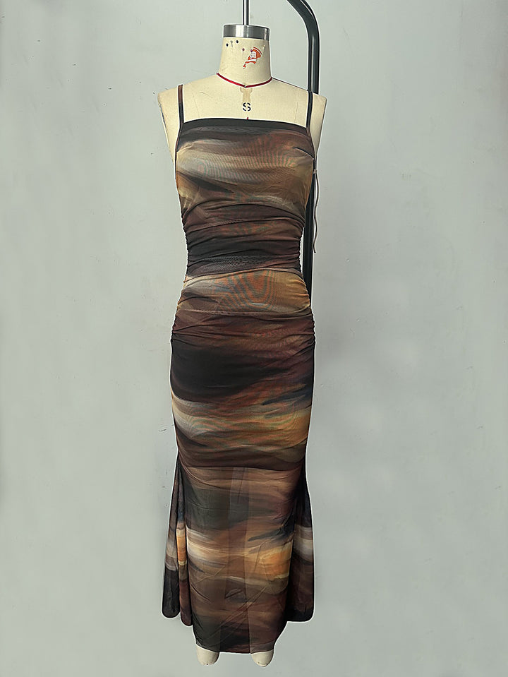 Mesh Slim Waist Petite Dress