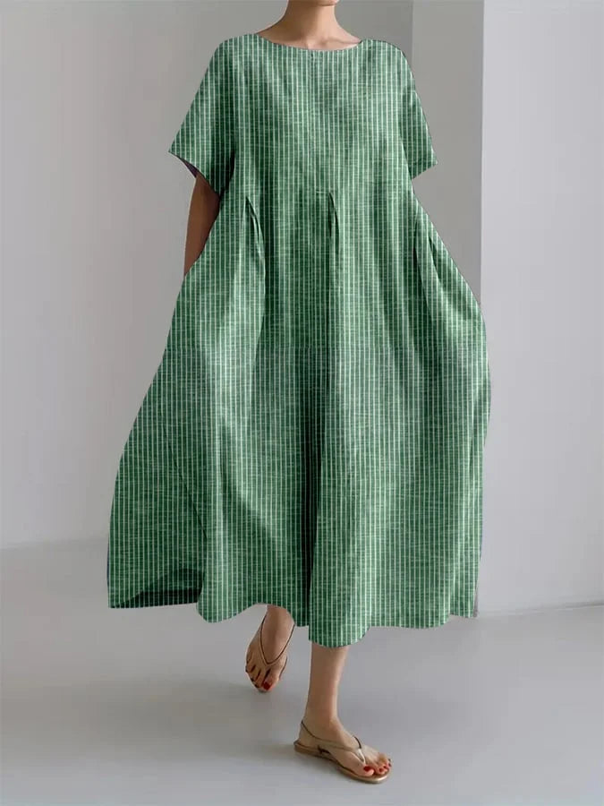 Women's Checkered Smock Maxi Dress - Breezy Summer Style