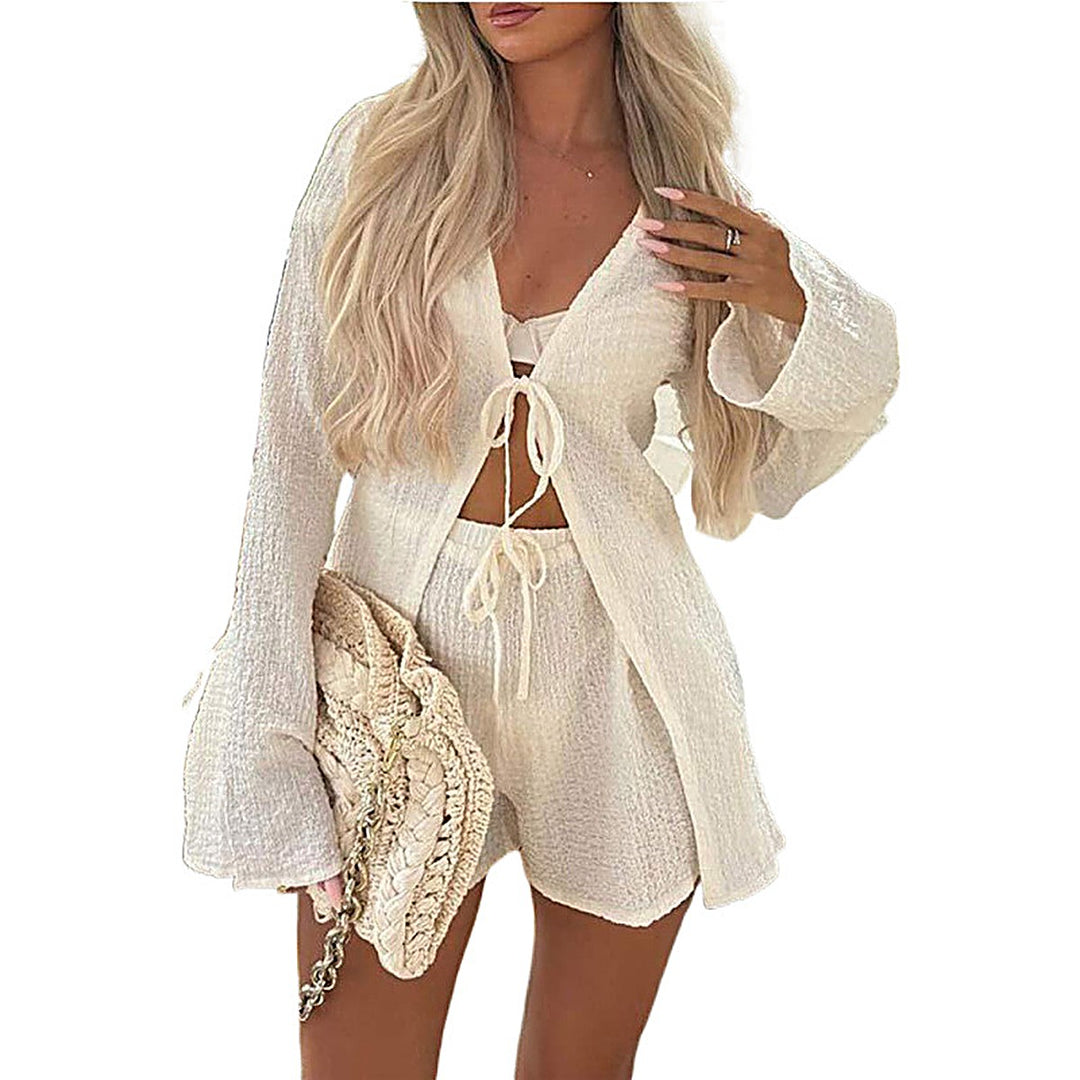V-Neck Tie Top + Shorts Set