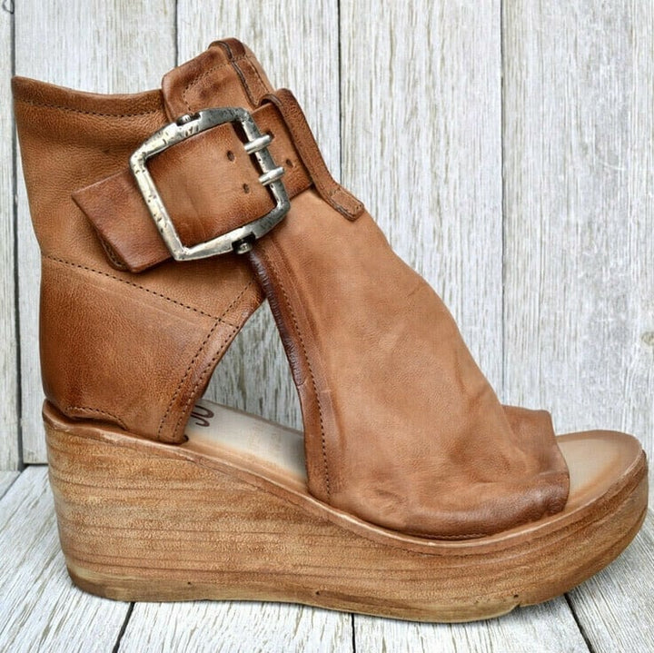 Women's Chic Buckle Wedge Sandals - Effortless Style and Comfort
