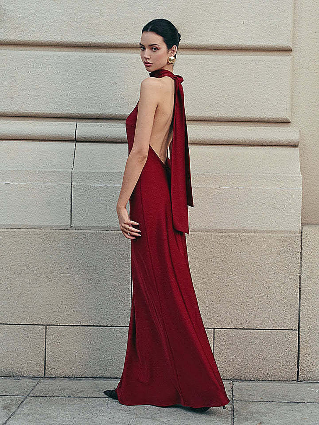 Halter Neck Backless Mermaid Evening Gown