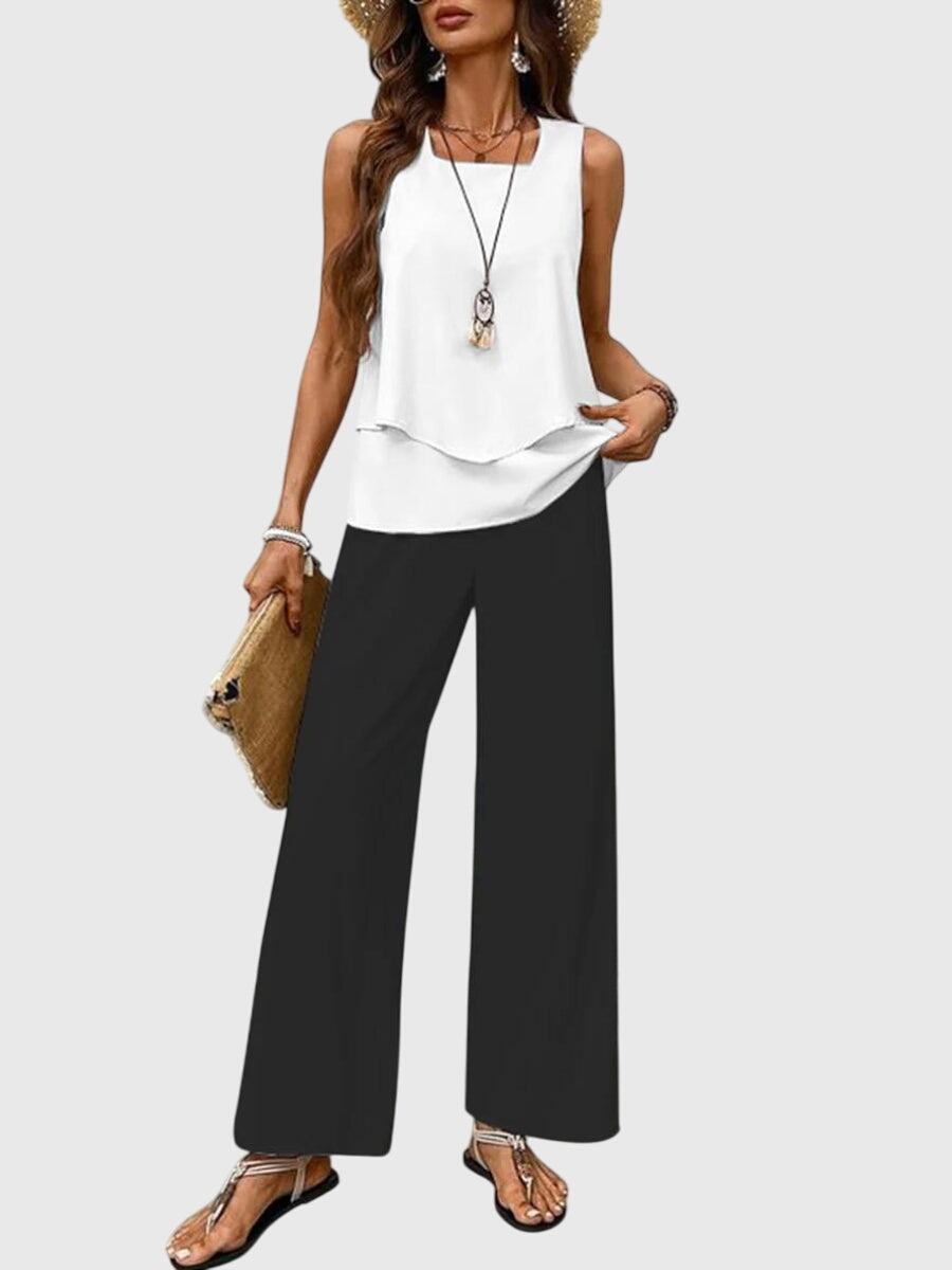 Women's Square Neck Printed Two-Piece Set for Summer