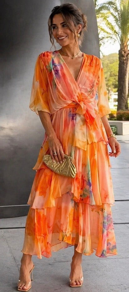 Women's Layered Floral Sun Dress - Effortless Summer Style