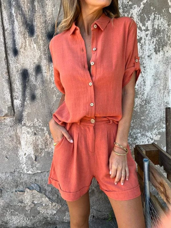 Women's Linen Blend Two-Piece Set - Effortless Warm Weather Style