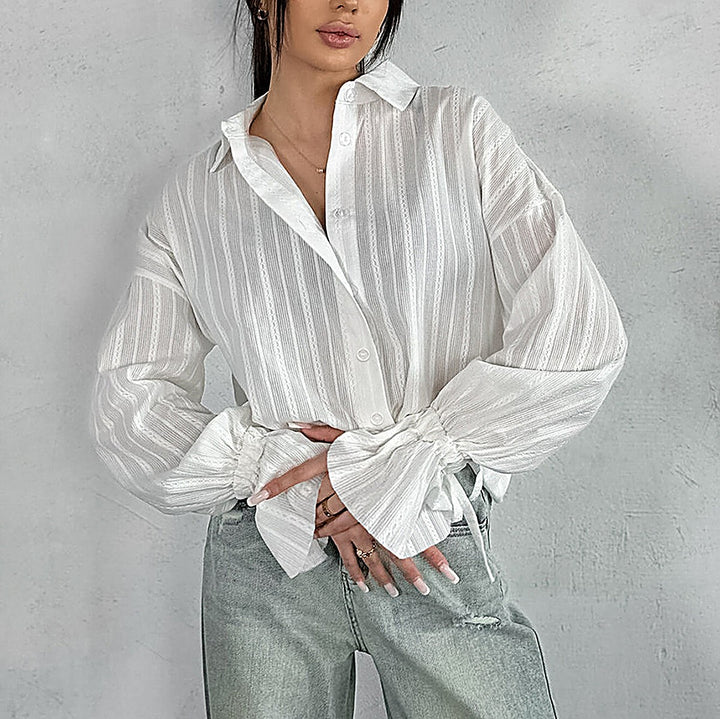 Embossed Jacquard Flared-Sleeve Shirt
