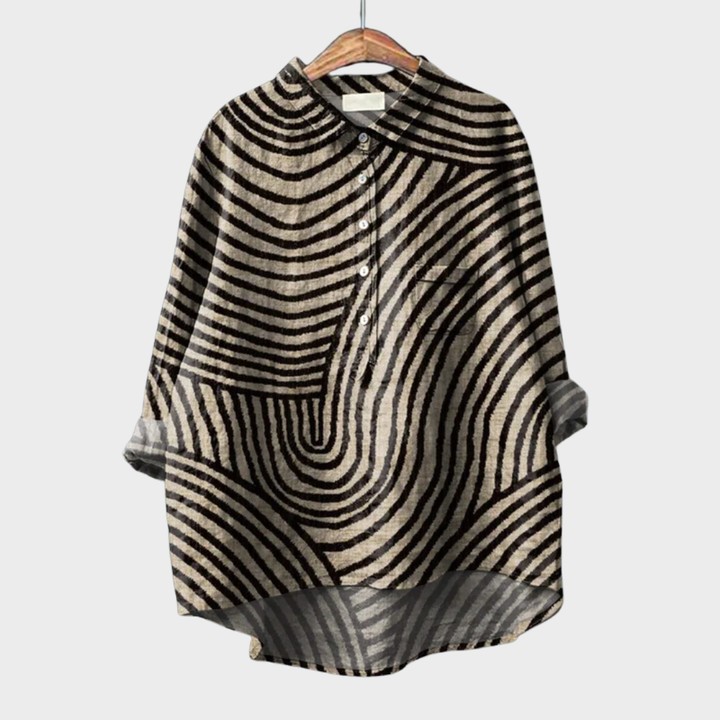Women's Printed Long Sleeve Blouse - Effortless Summer Elegance
