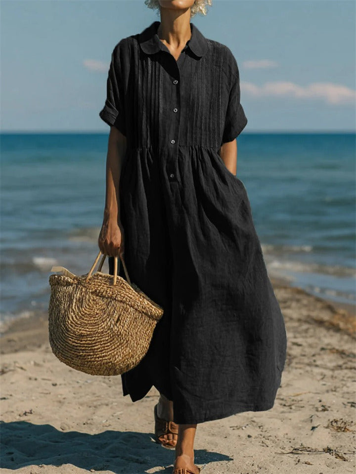 Women's Cotton Button Shirt Dress - Effortless Beauty for Warm Days