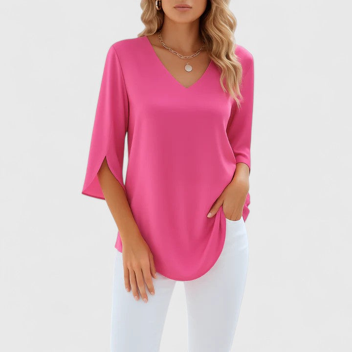 Women's Elegant Blouse with Split Sleeves - Versatile Wardrobe Staple