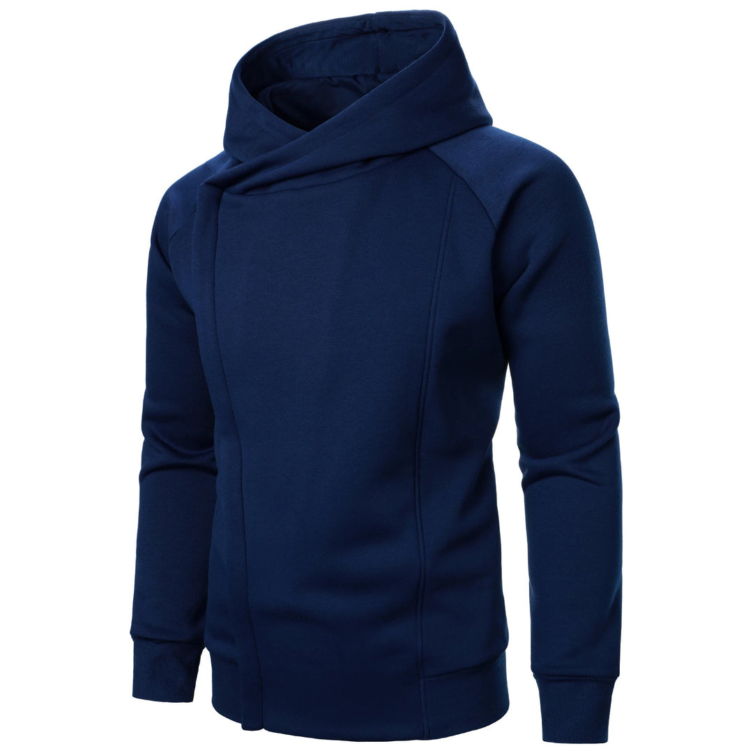 Men's Cotton-Blend Crossover Hoodie – Midweight Fleece Pullover