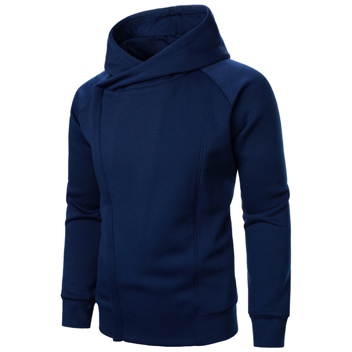 Men's Cotton-Blend Crossover Hoodie – Midweight Fleece Pullover