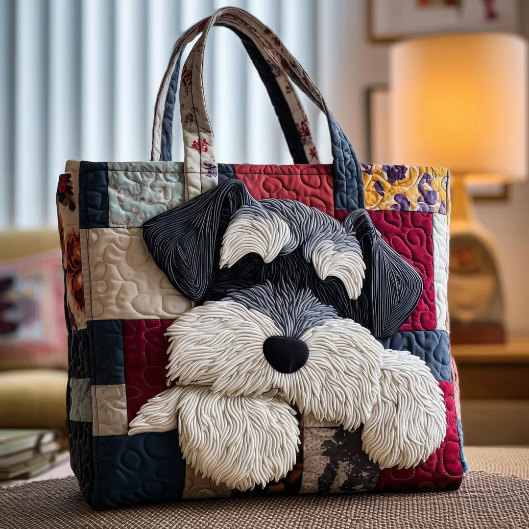 Women's Padded Tote Bag with Schnauzer Print - Everyday Essential