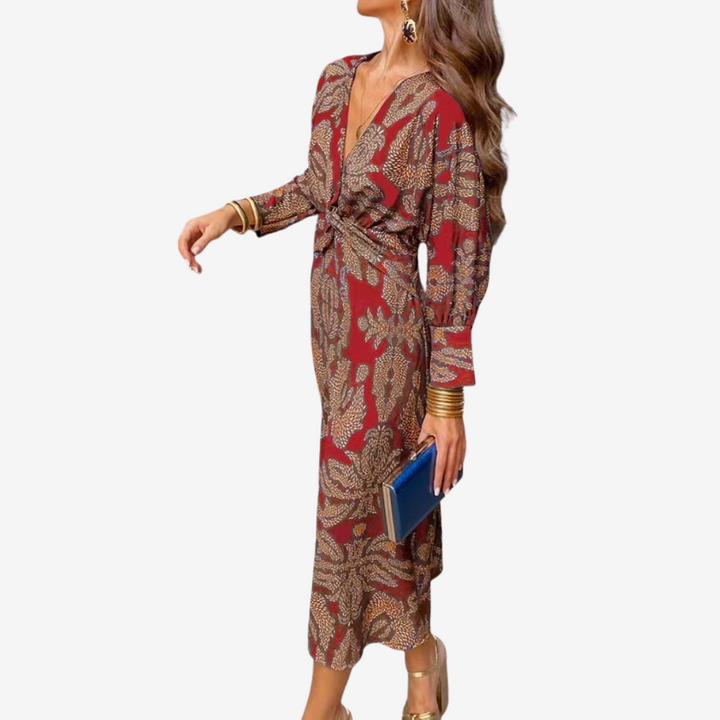 Women's Paisley Midi Wrap Dress - Effortless Everyday Elegance