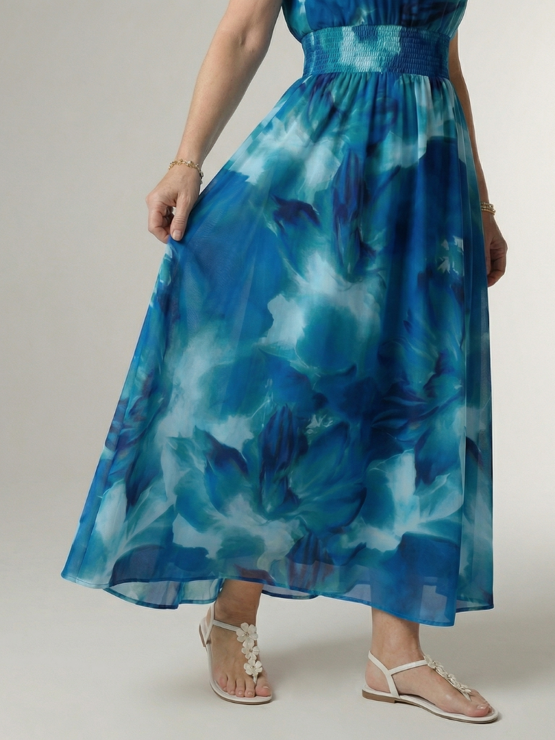 Women's Gathered Halter Midi Dress - Effortless Everyday