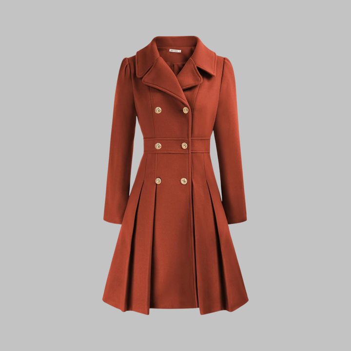 Women's Double Button Long Sleeve Coat - Elegant & Timeless
