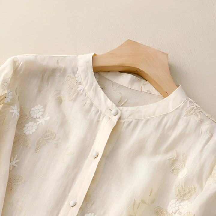 Women's Cotton Floral Embroidered Blouse - Everyday Elegance