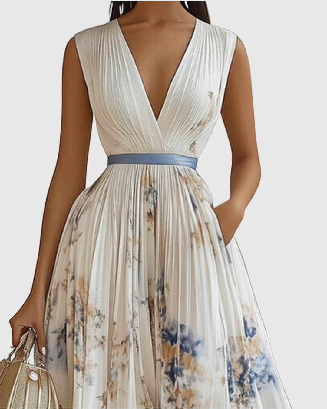 Women's Elegant Pleated Maxi Dress - Graceful & Feminine