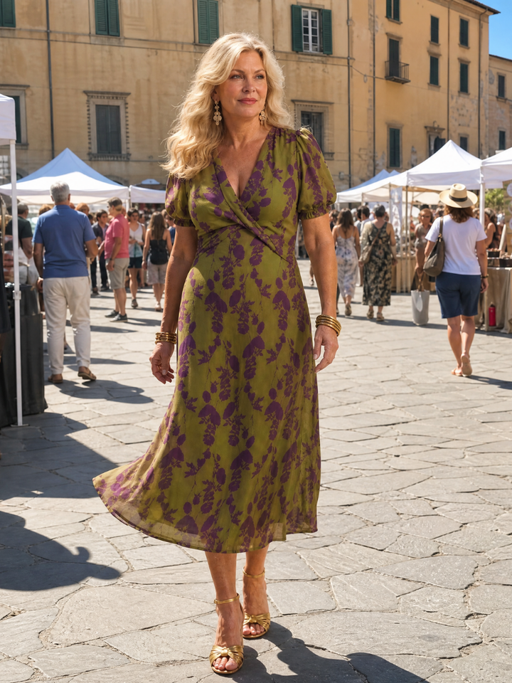 Women's Relaxed Floral Midi Dress - Effortless Everyday Style