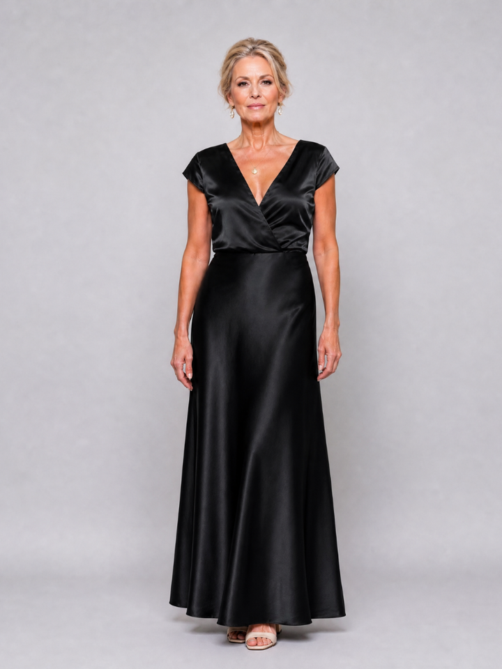 Women's Cap Sleeve Wrap Bodice Maxi Dress - Evening Special